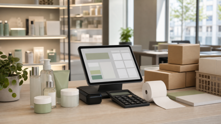 Point-of-sale and inventory desk for a Texas K-beauty retailer